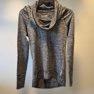 Reebok Women's Heathered Gray Funnel Neck Top